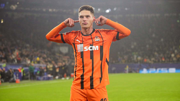 Georgiy Sudakov after scoring in the UEFA Champions League