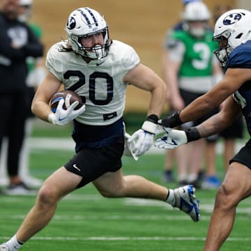 BYU tight end Carsen Ryan at BYU Spring Camp