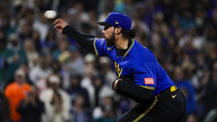 Apr 10, 2026; Seattle, Washington, USA; Seattle Mariners pitcher Andres Munoz (75) throws against the Houston Astros during the ninth inning at T-Mobile Park. Mandatory Credit: Joe Nicholson-Imagn Images