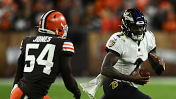 Dec 17, 2022; Cleveland, Ohio, USA; Baltimore Ravens quarterback Tyler Huntley (2) scrambles from