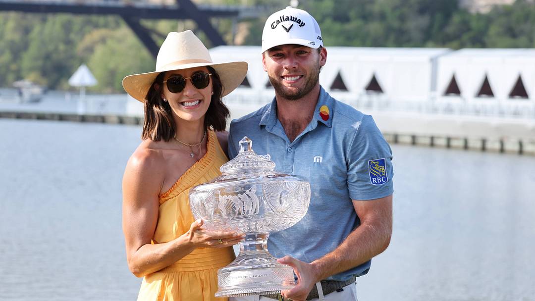 U.S. golfer Sam Burns and his wife, Caroline Campbell. U.S. golfer Sam Burns and his wife, Caroline Campbell.