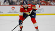 May 7, 2023; Sunrise, Florida, USA; Florida Panthers center Zac Dalpe (22) looks on against the Toronto Maple Leafs during the second period in game three of the second round of the 2023 Stanley Cup Playoffs at FLA Live Arena. 