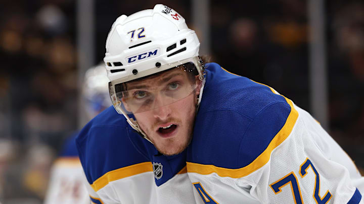 May 1, 2026; Boston, Massachusetts, USA; Buffalo Sabres center Tage Thompson (72) during the third period of game six of the first round of the 2026 Stanley Cup Playoffs against the Boston Bruins at TD Garden. Mandatory Credit: Winslow Townson-Imagn Images