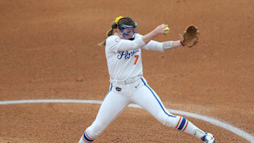 May 7, 2025; Athens, GA, USA; Florida starting pitcher/relief pitcher Keagan Rothrock (7) pitches during a game against Ole Miss at Jack Turner Stadium. Mandatory Credit: Mady Mertens-Imagn Images
