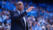Nov 11, 2025; Chapel Hill, North Carolina, USA;  North Carolina Tar Heels head coach Hubert Davis directs his team during the first half against the Radford Highlanders at Dean E. Smith Center. Mandatory Credit: Scott Kinser-Imagn Images