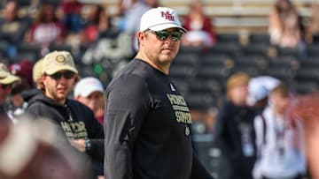 Mississippi State Bulldogs head coach Jeff Lebby looks on before the game against the Georgia Bulldogs at Davis Wade Stadium at Scott Field.