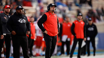 Nov 12, 2022; Colorado Springs, Colorado, USA; New Mexico Lobos head coach Danny Gonzales looks on in the third quarter against the Air Force Falcons at Falcon Stadium. Mandatory Credit: Isaiah J. Downing-Imagn Images