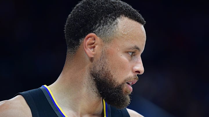Apr 12, 2026; Inglewood, California, USA; Golden State Warriors guard Stephen Curry (30) during the second half at Intuit Dome. Mandatory Credit: Gary A. Vasquez-Imagn Images