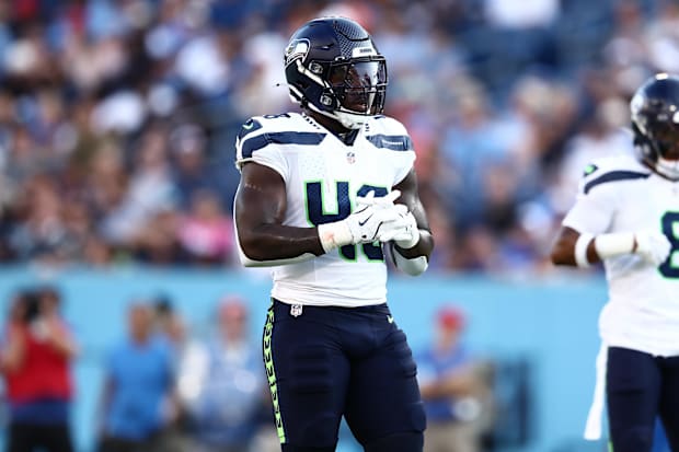 Seattle Seahawks linebacker Tyrice Knight (48) gets ready for a play in the first quarter of the game.