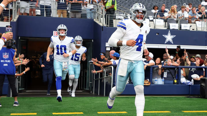 Dallas Cowboys QBs Dak Prescott, Cooper Rush, Trey Lance