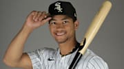 Chicago White Sox outfielder Braden Montgomery (92) poses for a photo on media day at the team’s spring training facility in Glendale, AZ.