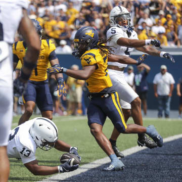 Penn State running back Kaytron Allen scores a touchdown against West Virginia.