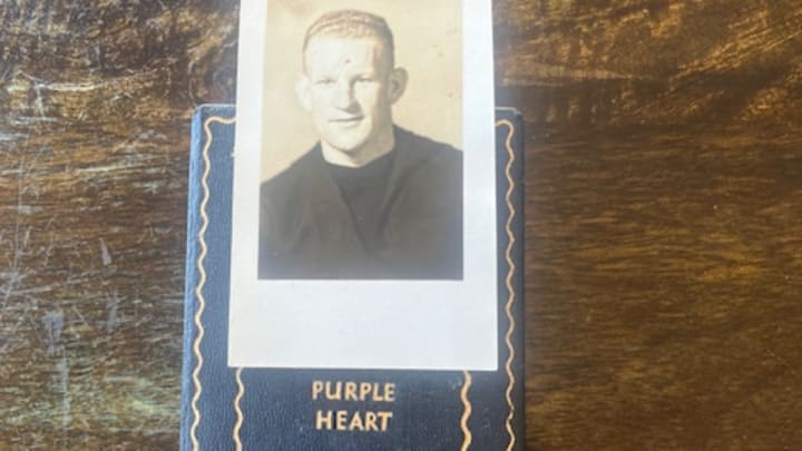 The Purple Heart of Jerry Mahoney was presented to Sacred Heart Cathedral officials hours before Friday's Bruce-Mahoney game with arch-rival St. Ignatius and will officially be enshrined Tuesday during a Mass on the San Francisco campus on Veterans Day.
