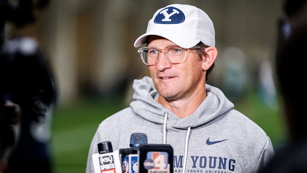 BYU offensive coordinator Aaron Roderick at BYU Spring Camp