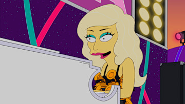 THE SIMPSONS: Lady Gaga (guest-voicing as herself) performs for the town of Springfield in the "Lisa Goes Gaga" season finale episode of THE SIMPSONS airing Sunday, May 20 (8:00-8:30 PM ET/PT) on FOX. THE SIMPSONS ™ and © 2012 TCFFC ALL RIGHTS RESERVED.