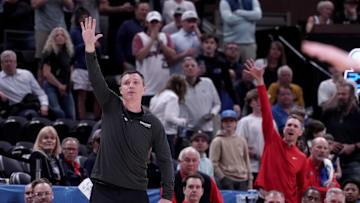 Mar 21, 2024; Salt Lake City, UT, USA; Samford Bulldogs head coach Bucky McMillan during the second half in the first round of the 2024 NCAA Tournament against the Kansas Jayhawks at Vivint Smart Home Arena-Delta Center. Mandatory Credit: Gabriel Mayberry-Imagn Images