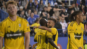 May 15, 2024; Montreal, Quebec, CAN; Columbus Crew forward Marino Hinestroza (11) celebrates with