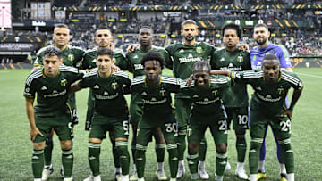 Jun 1, 2024; Portland, Oregon, USA; Portland Timbers starting eleven before a game against the Houston Dynamo FC at Providence Park. Mandatory Credit: Troy Wayrynen-USA TODAY Sports