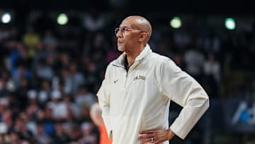 Mar 5, 2025; Orlando, Florida, USA; UCF Knights head coach Johnny Dawkins looks on during the first half against the Oklahoma State Cowboys at Addition Financial Arena. Mandatory Credit: Mike Watters-Imagn Images
