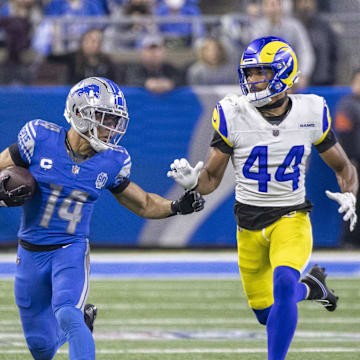 Detroit Lions wide receiver Amon-Ra St. Brown (14).