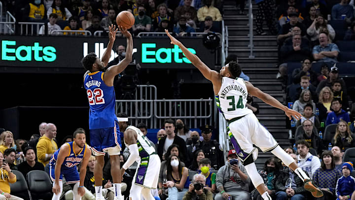 Giannis Antetokounmpo, Milwaukee Bucks and Andrew Wiggins, Golden State Warriors