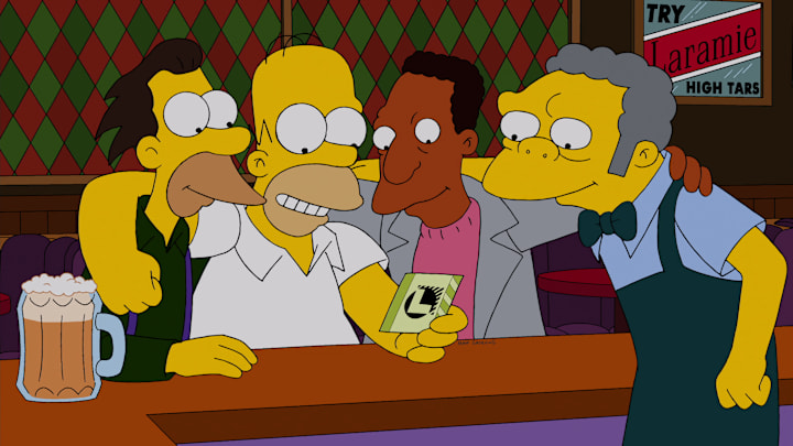 THE SIMPSONS: Homer, Moe, Lenny and Carl win the Springfield Lottery in the first part of the all-new "The Saga of Carl/Dangers On A Train" one-hour season finale episode of THE SIMPSONS airing Sunday, May 19 (8:00-9:00 PM ET/PT) on FOX. THE SIMPSONS ™ and © 2013 TCFFC ALL RIGHTS RESERVED.