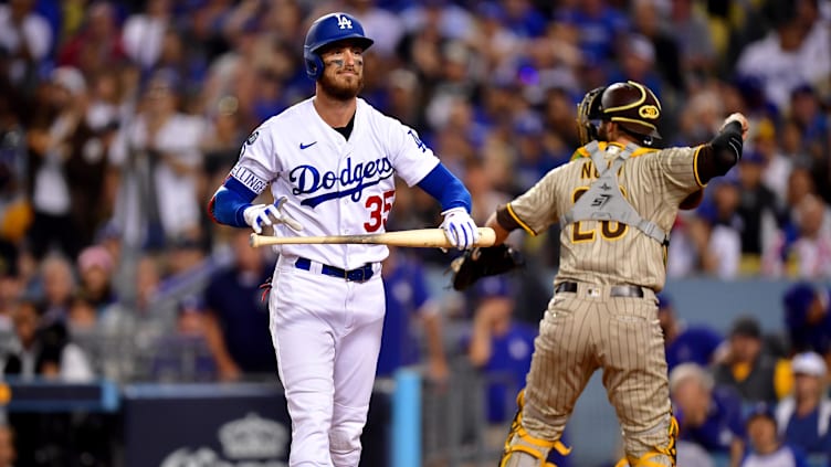 Oct 12, 2022; Los Angeles, California, USA; Los Angeles Dodgers center fielder Cody Bellinger (35)