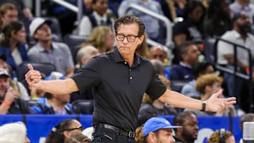 Atlanta Hawks head coach Quin Snyder reacts against the Orlando Magic.