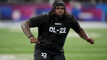 Mar 5, 2023; Indianapolis, IN, USA; Oklahoma offensive lineman Anton Harrison (OL22) during the NFL.