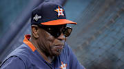 Houston Astros manager Dusty Baker (12) before game seven of the ALCS against the Texas Rangers for the 2023 MLB playoffs at Minute Maid Park.