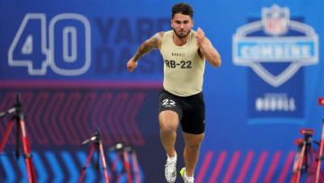 Mar 2, 2024; Indianapolis, IN, USA; Missouri running back Cody Schrader (RB22) during the 2024 NFL Combine at Lucas Oil Stadium. Mandatory Credit: Kirby Lee-USA TODAY Sports