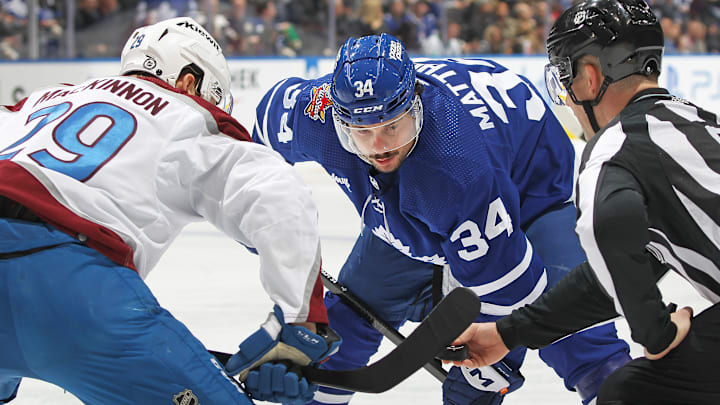 Colorado Avalanche star Nathan MacKinnon meets Toronto Maple Leafs captain Auston Matthews on Wednesday night in Toronto.
