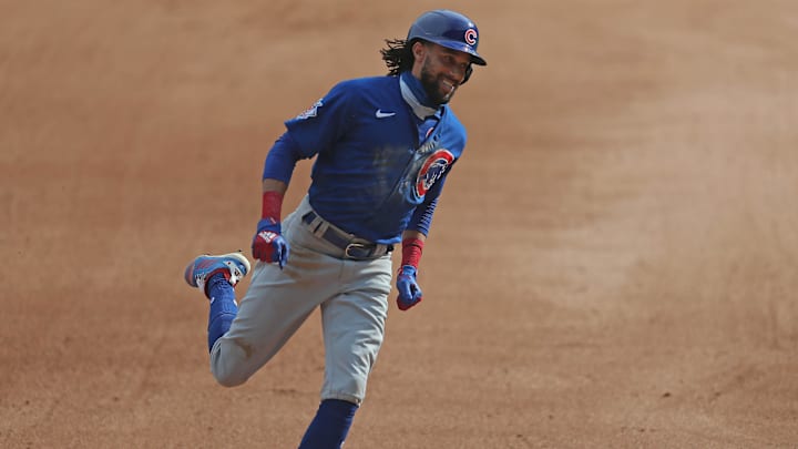 Sep 27, 2020; Chicago, Illinois, USA;Chicago Cubs center fielder Billy Hamilton (6) runs the bases after hitting a solo home run during the fourth inning against the Chicago White Sox at Guaranteed Rate Field. Mandatory Credit: Dennis Wierzbicki-Imagn Images
