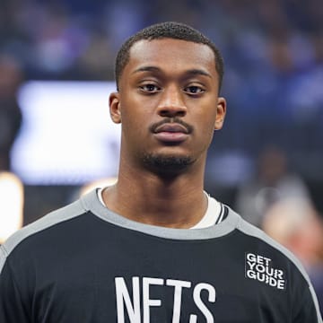 Oct 25, 2024; Orlando, Florida, USA; Brooklyn Nets forward Dariq Whitehead (0) head shot at Kia Center. Mandatory Credit: Mike Watters-Imagn Images