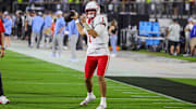 Nov 7, 2025; Orlando, Florida, USA; Houston Cougars quarterback Conner Weigman (1) warms up before the game against the UCF Knights at Acrisure Bounce House. Mandatory Credit: Mike Watters-Imagn Images