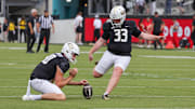 Oct 12, 2024; Orlando, Florida, USA; UCF Knights kicker Grant Reddick (33) warms up before the game against the Cincinnati Bearcats at FBC Mortgage Stadium. Mandatory Credit: Mike Watters-Imagn Images