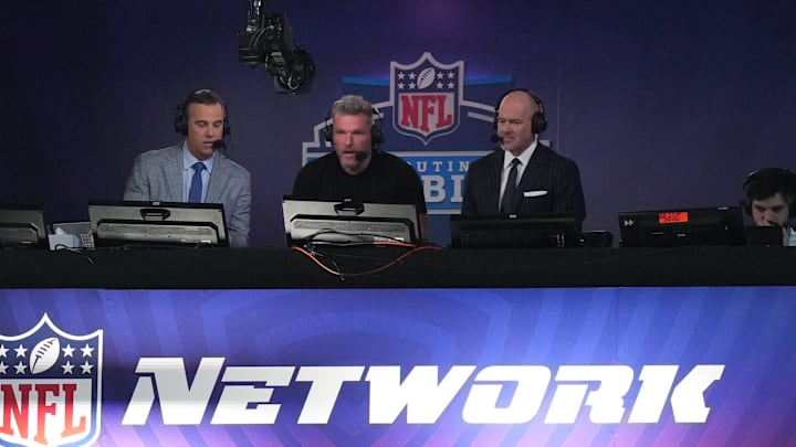 NFL Network hosts Daniel Jeremiah, Pat McAfee and Rich Eisen during the 2024 NFL Combine ahead of their new ESPN deal NFL Network hosts Daniel Jeremiah, Pat McAfee and Rich Eisen during the 2024 NFL Combine ahead of their new ESPN deal