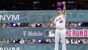 Jul 10, 2023; Seattle, Washington, USA; New York Mets first baseman Pete Alonso (20) before the All-Star Home Run Derby at T-Mobile Park. 