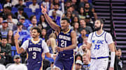 New Orleans Pelicans center Yves Missi (21) reacts after a play during the second quarter against the Orlando Magic at Kia Center. 