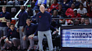 Dec 7, 2024; Salt Lake City, Utah, USA; St. Mary's Gaels head coach Randy Bennett looks on during the second half against the Utah Utes at Jon M. Huntsman Center. Mandatory Credit: Rob Gray-Imagn Images