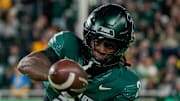 Oct 25, 2025; East Lansing, Michigan, USA; Michigan State Spartans defensive back Aydan West (2) warms up prior at a game against the Michigan Wolverines at Spartan Stadium.