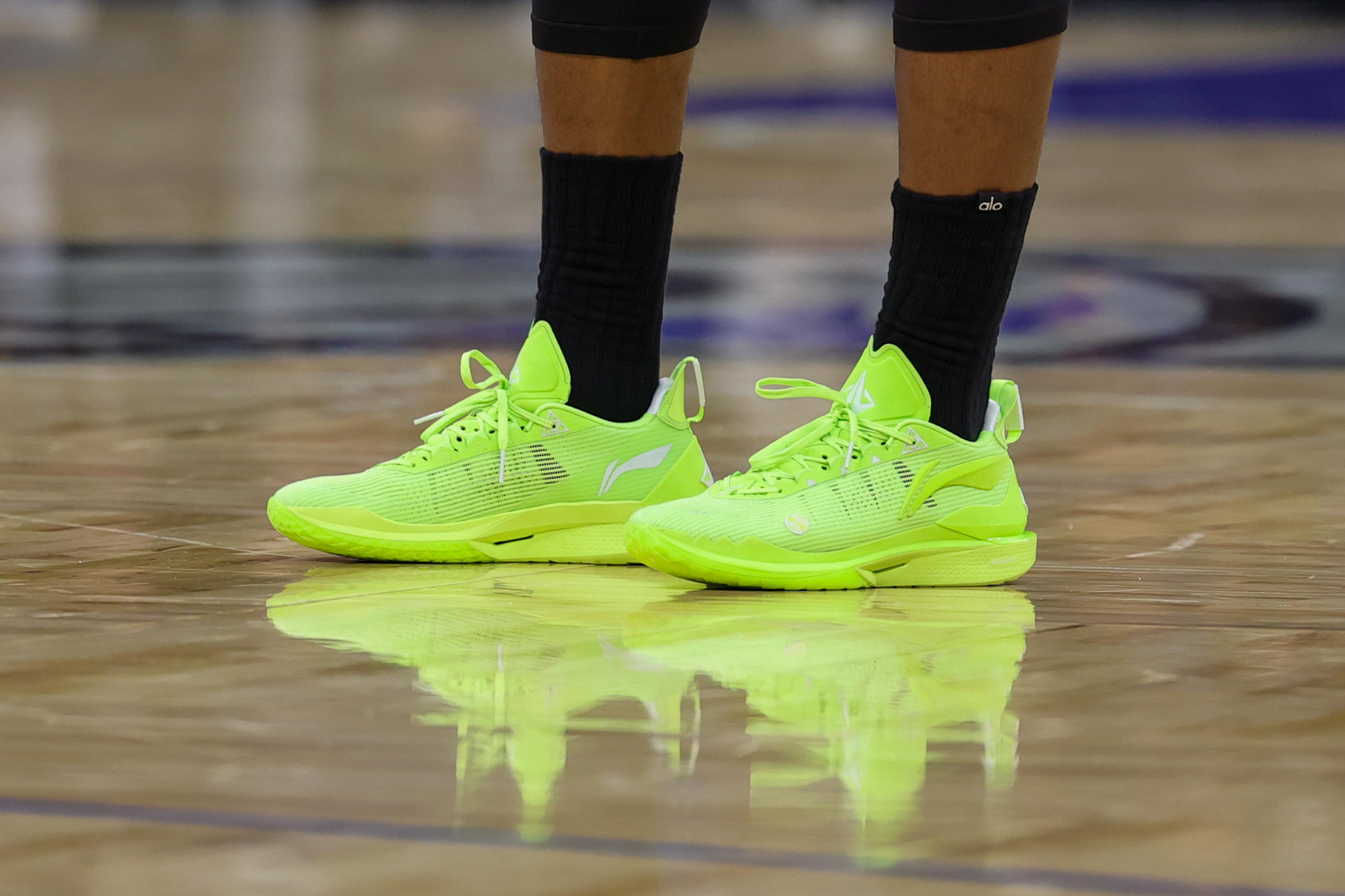 Miami Heat forward Jimmy Butler's green Li-Ning sneakers.