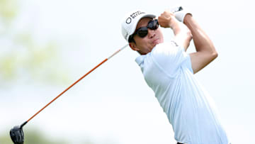 Michael Kim tees off during the third round of the 2025 Texas Children's Houston Open