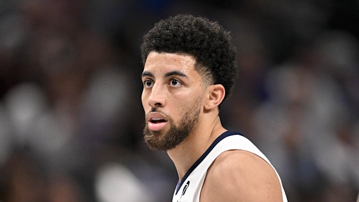 Feb 27, 2026; Dallas, Texas, USA; Memphis Grizzlies guard Scotty Pippen Jr. (1) looks on during the second quarter against the Dallas Mavericks at the American Airlines Center. Mandatory Credit: Jerome Miron-Imagn Images