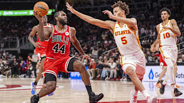 Nov 9, 2024; Atlanta, Georgia, USA; Chicago Bulls forward Patrick Williams (44) drives to the basket