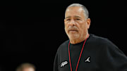 Houston Cougars head coach Kelvin Sampson during a practice session for the Final Four of the 2025 NCAA tournament