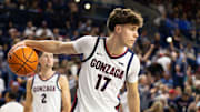 Gonzaga Bulldogs guard Mario Saint-Supery (17).