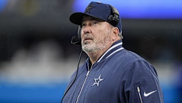 Dec 15, 2024; Charlotte, North Carolina, USA; Dallas Cowboys head coach Mike McCarthy during the second half against the Carolina Panthers at Bank of America Stadium. Mandatory Credit: Jim Dedmon-Imagn Images