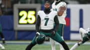 Jan 7, 2024; East Rutherford, New Jersey, USA; Philadelphia Eagles linebacker Haason Reddick (7) stretches before the game against the New York Giants at MetLife Stadium.