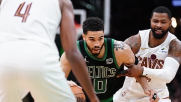 May 15, 2024; Boston, Massachusetts, USA; Boston Celtics forward Jayson Tatum (0) drivers the ball